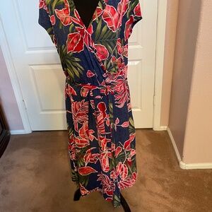 Olivia Mathew’s tropical print dress